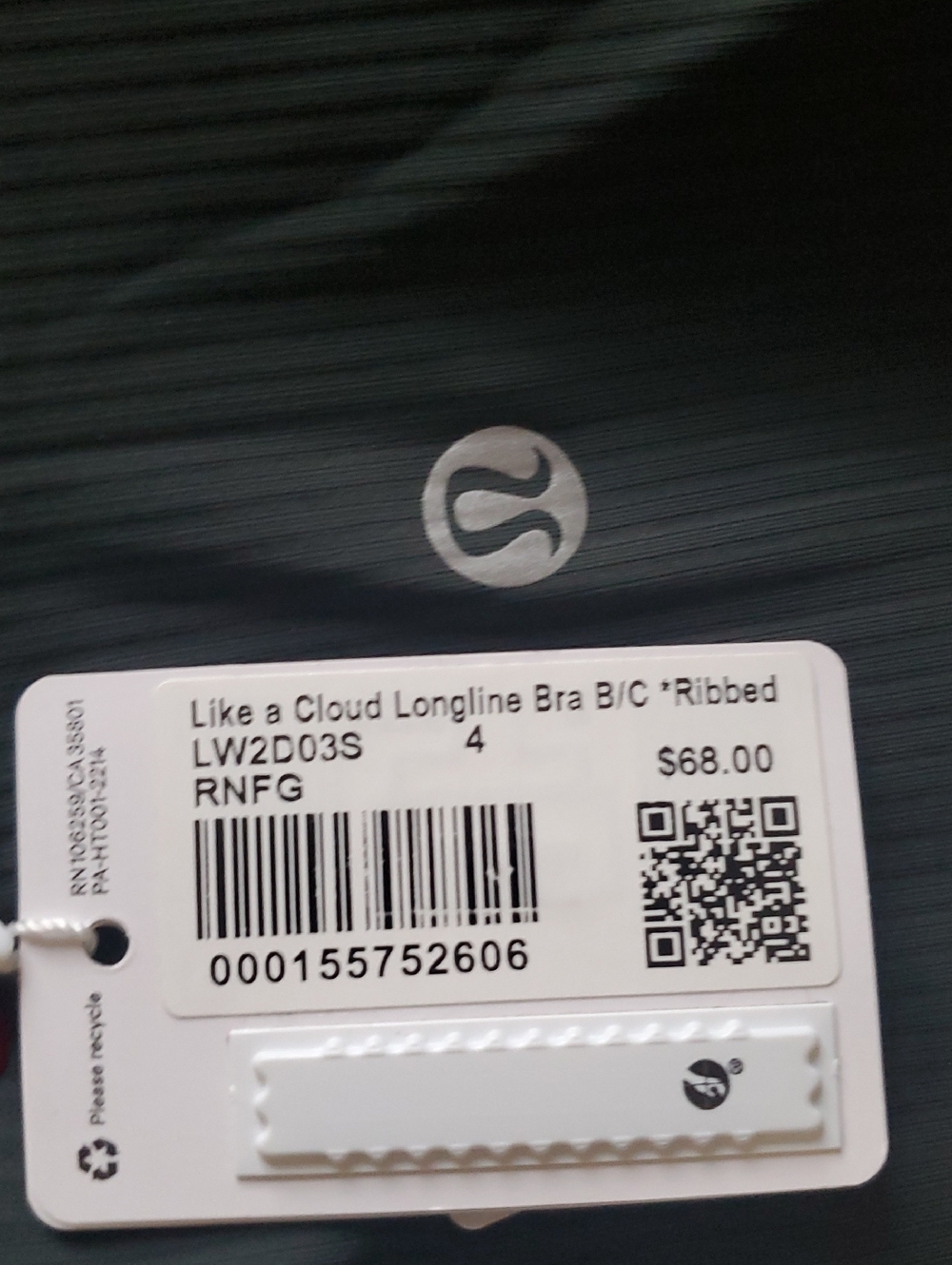 NWT Lululemon Like A Cloud Longline Ribbed Bra Sz 4b/c Rain Forest Green - Picture 4 of 4